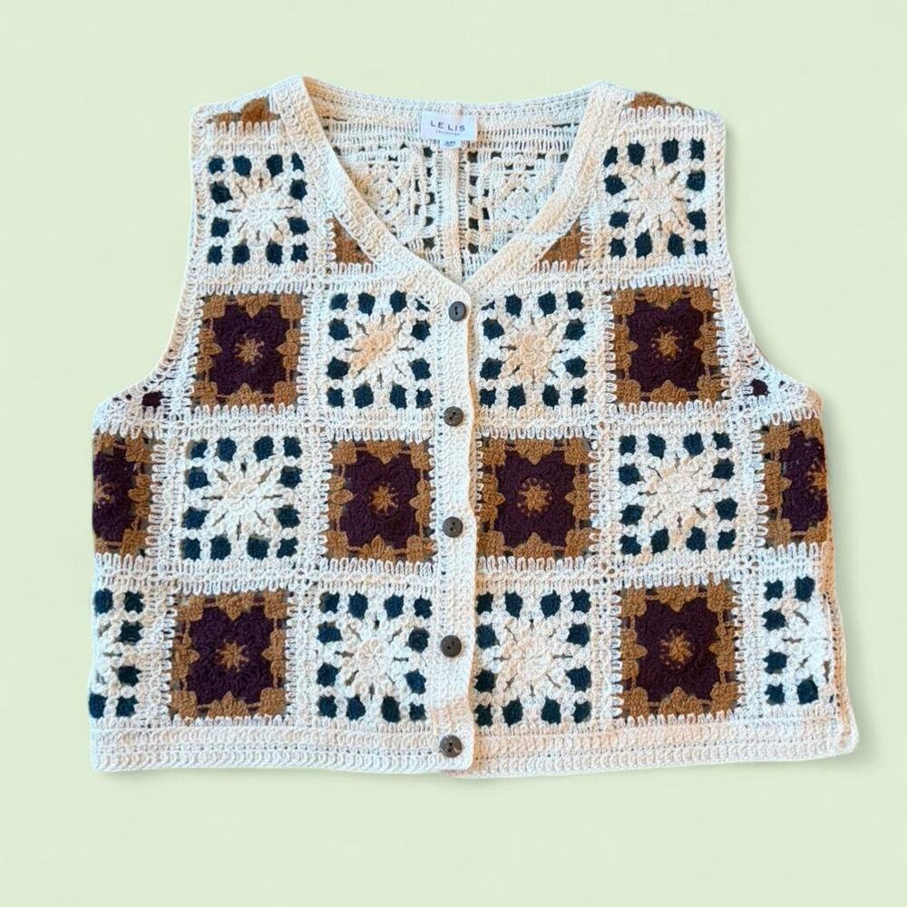 Crochet Floral Vest - Size S/M